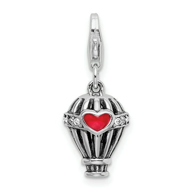 2 Extender 14 Rhodium-plated Sterling Silver Chain Necklace with Enamel Dangle Piglet Heart Charm Pendant 2 Extender 14 Rhodium-plated Sterling Silver Chain Necklace with Enamel Dangle Piglet Heart Charm Pendant